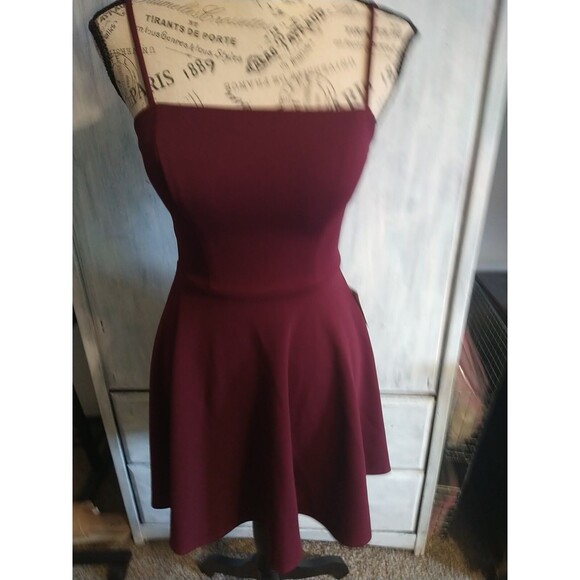 B darling Burgundy 3/4 Mini Dress Nwt  Boho Feminine Party - Picture 2 of 10